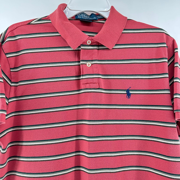 POLO Ralph Lauren MENS L Classic Fit MESH Stripe Polo PREPPY Short Sleeve Shirt - Picture 3 of 8